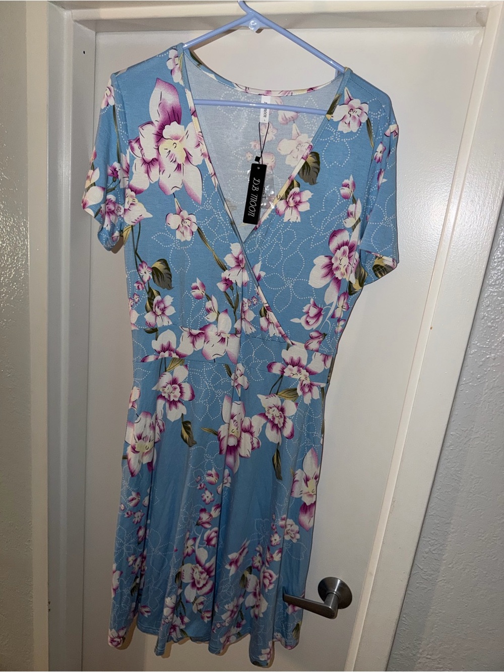 bloom Light Blue Floral Wrap Dress